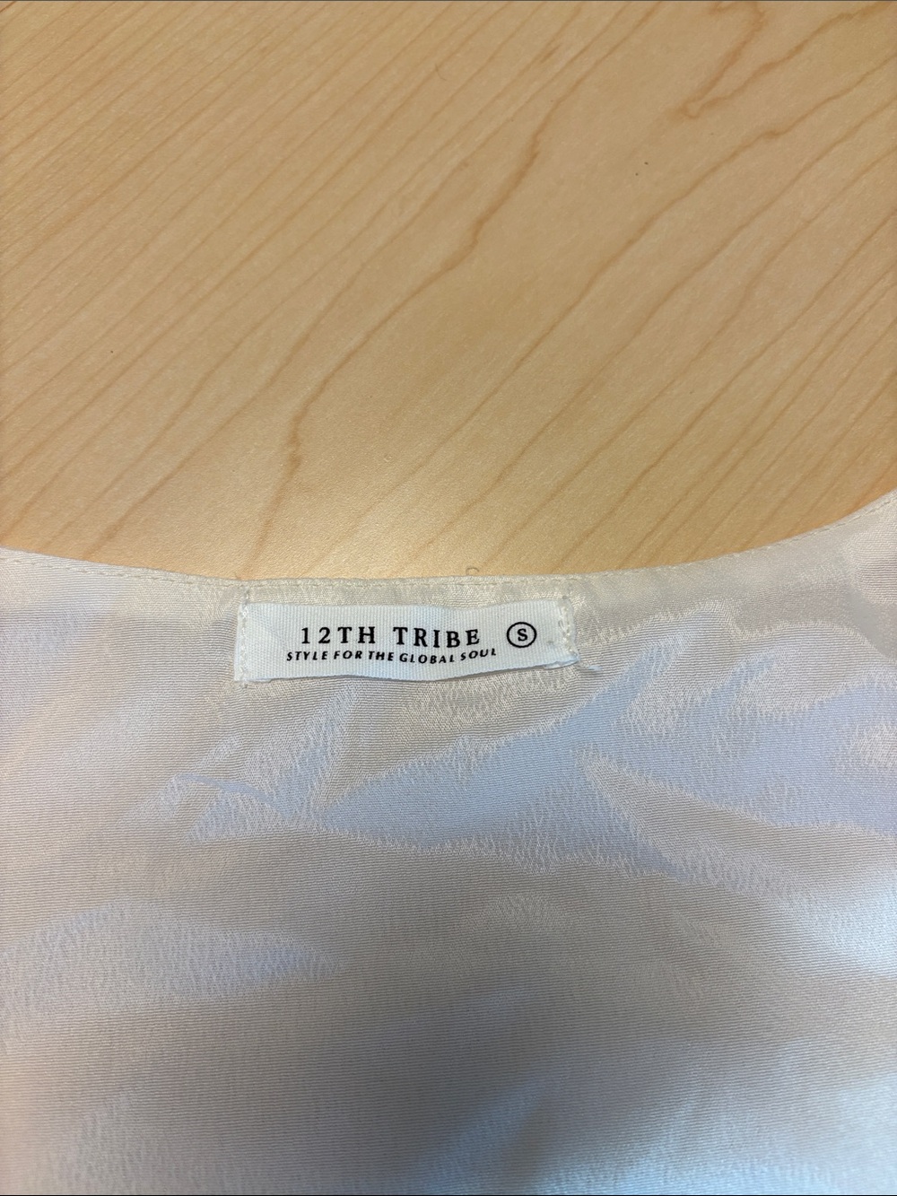 12th Tribe Cream Ruffle Blouse with Stud Trim - Picture 2 of 5